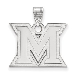 Black Bow Jewelry 10k White Gold Miami Redhawks NCAA Medium Pendant - 1 of 3