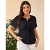 Coolmee Women Plus Size V Neck Button Blouse Short Sleeves Summer Comfy Lightweight Casual Tunic Tops - 3 of 4