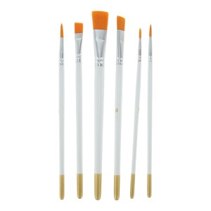 Unique Bargains 6-Piece White Oil Painting Brush Set-Applicable Paint Type Oil Paint-Brush Style Round Tip Brush Nylon Wood White 6 Pcs - 1 of 3
