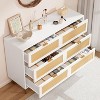 DobleePy 6-Drawer Rattan Dresser, Modern Chest with Gold Legs & Handles, Large Tabletop for Bedroom, Living Room, Anti-Tipping Design - 3 of 4