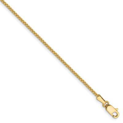 Black Bow Jewelry 1.1mm, 14k Yellow Gold, Solid Box Chain Bracelet