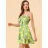Allegra K Women's Floral Ruffle Bow Knot Lemon Spaghetti Strap Mini Sundress - 4 of 4