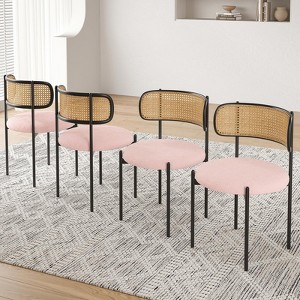 Kumasinova Modern Rattan Dining Chair Set of 2/4,Accent Kitchen Chairs with Metal Legs,Soft Cushioned Seat Dining Room Chairs,300lbs Capacity - 1 of 4