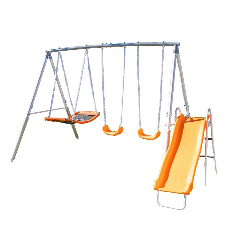 Sportspower Gladstone Metal Swing and Slide Set - Gray/Orange, 3 of 11