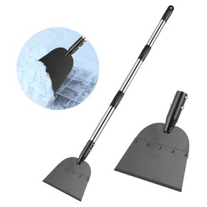 iMountek "53-Inch Flat Snow Shovel & Ice Scraper – Manganese Steel Chopper for Walkways, Driveways & Gardening" Black - 1 of 4
