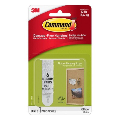 6ct 3M Command Picture Hanging Strips (Medium) - White: Heavy Duty Adhesive Strips for Art & Office Mounting