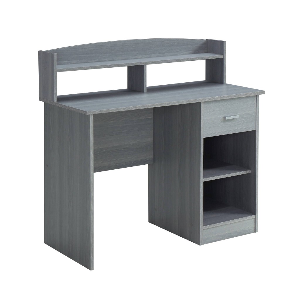 Modern Office Desk with Hutch Gray - Techni Mobili, (2 boxes)