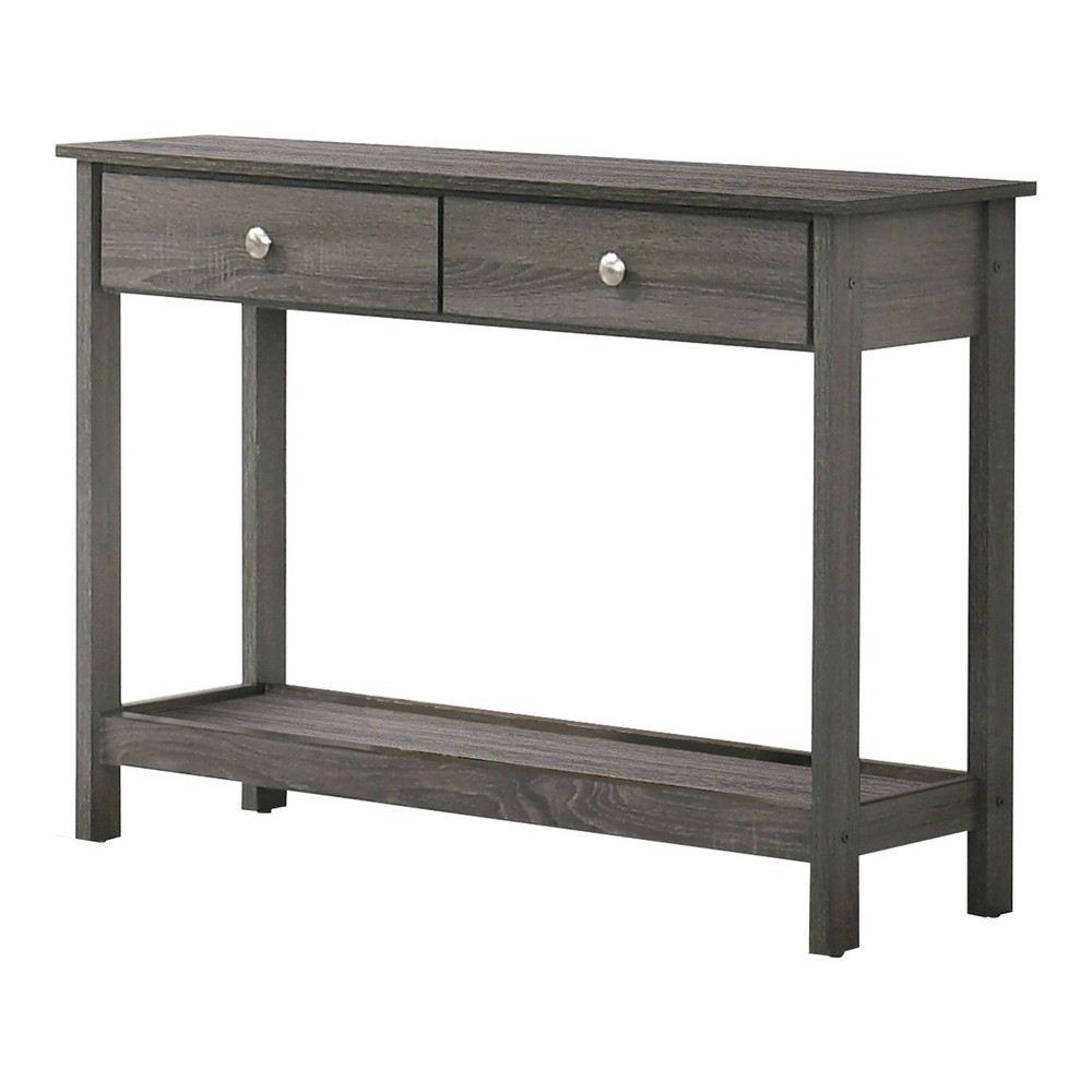 HOMES: Inside + Out Clonard Wooden Sofa Table Gray: Transitional Style, Storage Drawer, Open Shelf