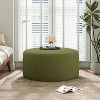 Okak Round Ottoman Bench Coffee Table Soft Upholstered Foot Rest Corduroy Small Ottomans Foot Stools for Living Room, Entryway,Bedroom, Olive Green - 3 of 4