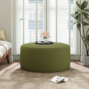 Grungis Velvet Round Benches,Modern Upholstered Ottoman,Ottoman Bench for Living Room,Bedroom - 1 of 4