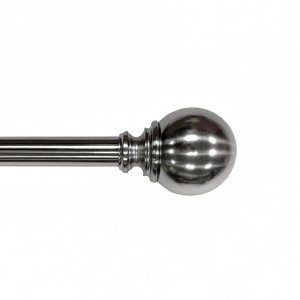 Lumi Home Furnishings 36"x72" Decorative Drapery Single Steel Curtain Rod Set with Ball finials Brushed Nickel - 1 of 4