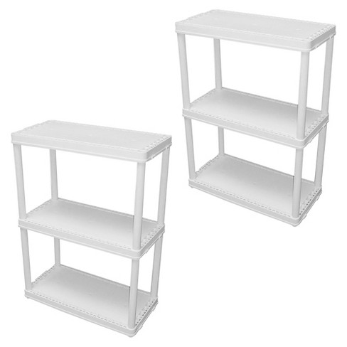 Gracious Living 3 Shelf Storage Unit Organizers for Home or Garage, White (2 Pack)