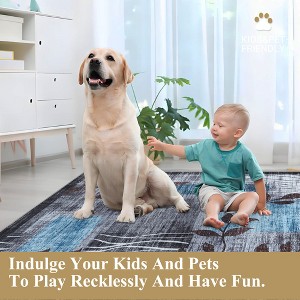 Modern Floral Area Rug Indoor Large Washable Floor Carpet Rug Contemporary Aesthetic Bedroom Rug Non Slip Accent Throw Rug for Dining Room Bedroom - 1 of 4