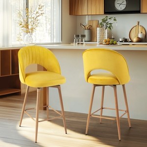 Vatros Counter Height Stools, Swivel Barstool, FSC Certified Upholstered Bar Stools Set of 2 - 1 of 4