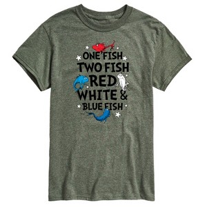 Men's - Dr. Seuss - Red, White and Blue Fish Short Sleeve Graphic T-Shirt - 1 of 4