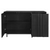 HDZNVF Wave Pattern Storage Cabinet with 2 Doors and 2 Drawers, Adjustable, Black - 4 of 4