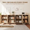 Rattan Sideboard Buffet Cabinet, 4 Doors Storage Cabinets, Console Table Coffee Bar with Power Outlet, Buffet Cabinet with Adjustable Shelves - 3 of 4