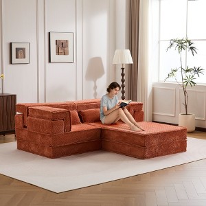 Whisen Modern Compression Loveseat, Convertible Floor Sofa Bed,DIY Boneless Modular Sectional Couch, No Assembly Required - 1 of 4