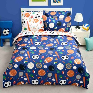 Joyfy Kid Full Size Comforter Set 7 Piece Super Soft Microfiber Bed Ball Sports Bedding Set for Boys Girls Comforter Sheets Pillowcase Sham in A Bag - 1 of 4