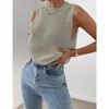 Women's Slit Hem Sleeveless Round Neck Knitted Sweater Vest Tank Top - 4 of 4