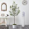 Nearly Natural 70-in Olive Artificial Tree in White Tin Planter - 3 of 4