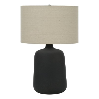 Monarch Specialties Lighting 24inchH Table Lamp Black Ceramic Beige Shade Contemporary