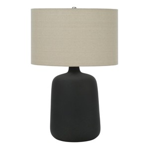 Monarch Specialties Lighting 24inchH Table Lamp Black Ceramic Beige Shade Contemporary - 1 of 4