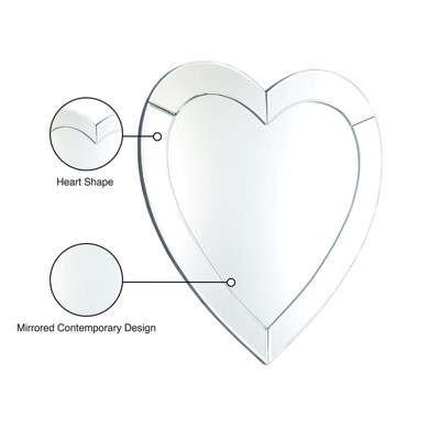 Heart Shaped Mirrored Contemporary Bathroom Wall Mirror