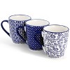 Elama Declan 6 Piece 12 Ounce Assorted Design Stoneware Mug Set in Blue and White - 3 of 4