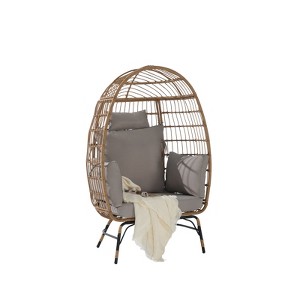 VisioGear Egg Chairs, Patio Egg Chair with Cushion and Pillow, Oversized Large Egg Chairs for Porch, Gray, 39"*28.5"*58.2" - 1 of 4