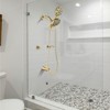 Cobbe Brushed Gold 2-Handle Wall Mount Complete Bathtub Shower Trim Kit with 6 Settings ABS Dual Shower Head Tub Spout and 59-Inch Hose - 3 of 4