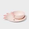 Kids' 2pc Bamboo and Melamine Dino Dinnerware Set Pink - Pillowfort™ - 3 of 3