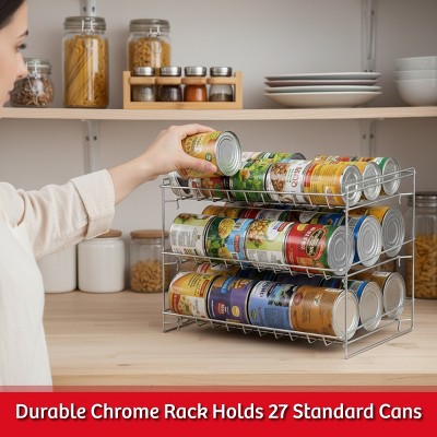 Hastings Home 3-Tier Can Dispenser Organizer Rack - Storage Accessory for Kitchen Pantry, Countertops, and Cabinets - Chrome — фото 4