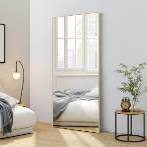 Gold Full Body Mirror with Fine Edges in Aluminum Alloy, Rectangular, 180x80x1.5cm (Includes Bracket) - 1 of 4