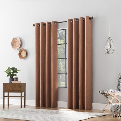 Pecan Brown Linen Blend Blackout Grommet Curtain Panel 50" x 63"