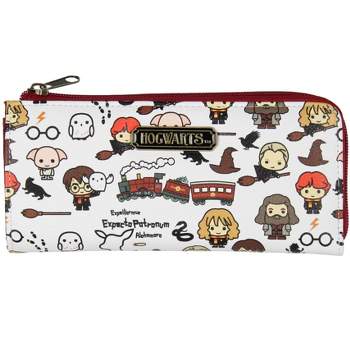 Harry Potter Wallet Allover Chibi Character Zip Closure Faux Leather Wallet White