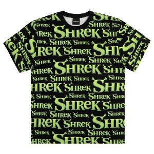 Shrek Repeat Logo Adult Black Crew Neck Short Sleeve T-shirt - 1 of 2