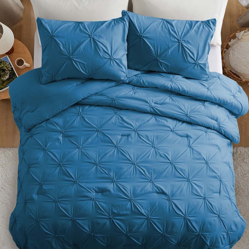 Peace Nest Pintuck Comforter Set, Bedding Set for All Season, Comforter and Pillowcases Set, Navy Blue, 2 of 7