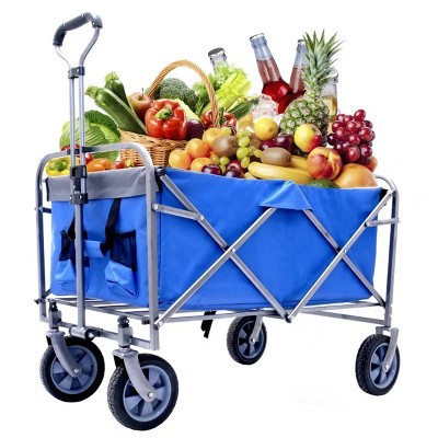 YONWAY Foldable Large Utility Shopping Wagons Carts with 4 All-Terrain Wheels 150lbs Capacity Portable for Sand,Camping Fishing,Shopping