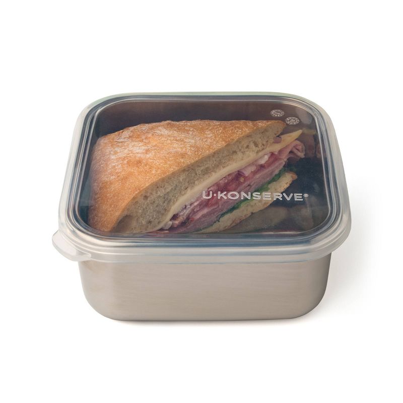 U-Konserve To-Go Stainless Steel Food-Storage Container Square 30oz - Clear Silicone Lid, 1 of 6