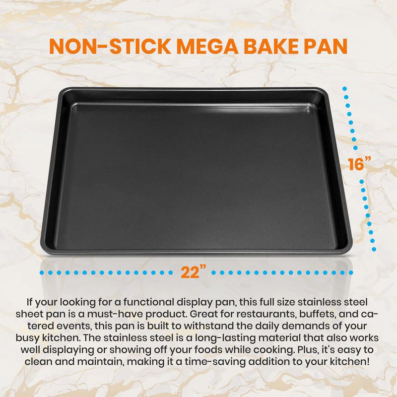NutriChef Nonstick Cookie Sheet Baking Pan - 1QT Large Metal Oven Baking Tray Mega Pan - Kitchen Cooking Non-Stick Bake Trays, 2 of 4
