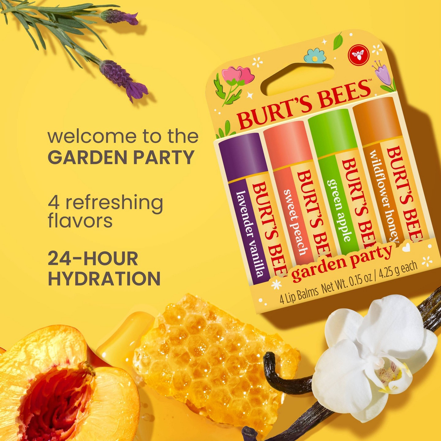 Набор бальзамов для губ Burt's Bees Garden Party, 4 шт. — фото 3