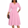 Clotth Women's Midi Dress - 3/4 Sleeve V Neck, A-Line Fit and Flare, Cocktail Wedding Guest Work Dress with Pockets - 2 of 4