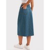 INSPIRE CHIC Women's Denim Button Down Front Slit with Pockets High Waist Pencil Midi Skirts - 4 of 4