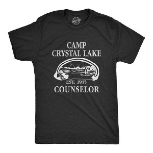 Mens Camp Crystal Lake T shirt Funny Graphic Camping Vintage Adult Novelty Tees - Crazy Dog Men's T Shirt - 1 of 4