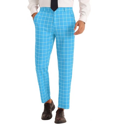 Lars Amadeus Men's Slim Fit Business Tapered Checked Printed Dress Trousers
