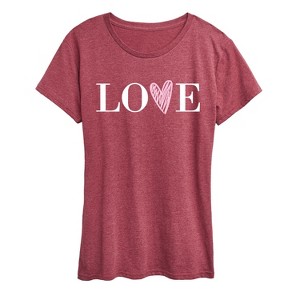 Women's - Instant Message - Love Heart V Short Sleeve Graphic T-Shirt - 1 of 4