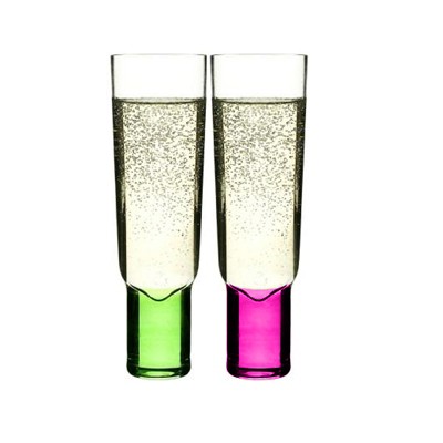 Sagaform Club Green Purple Glass 6.13 Ounce Champagne Glasses, Set of 2