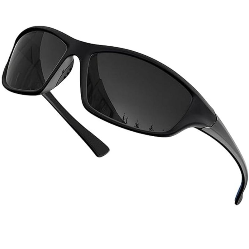 GRINDERPUNCH Polarized Square Sunglasses for Men Designer Style with UV400 Protection - Black