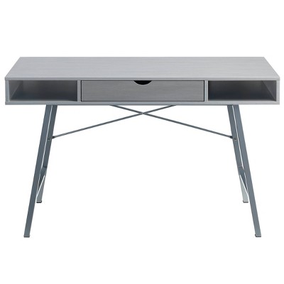 47" Rectangular 1 Drawer Writing Desk with Built In Storage Gray - Home Essentials